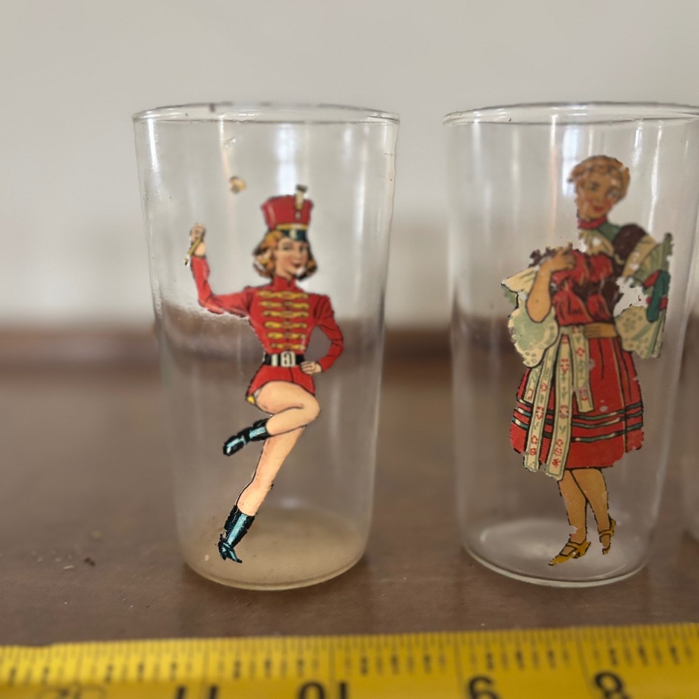 Mid Century 40's Pinup Girl Peek-A-Boo Nude Risque Novelty Cocktail Glasses Gift - Picture 3 of 6